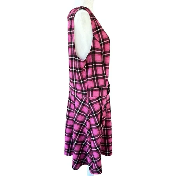 Smak Parlour 1950s Retro Pink Black Tartan Plaid Fit & Flare Dress Womens 1X/16 - Picture 5 of 11